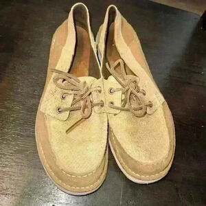 Ariat Shoes Deck Boat 8.5 Loafers‎ Leather Cruiser Castaway Rustic Bark & Gold